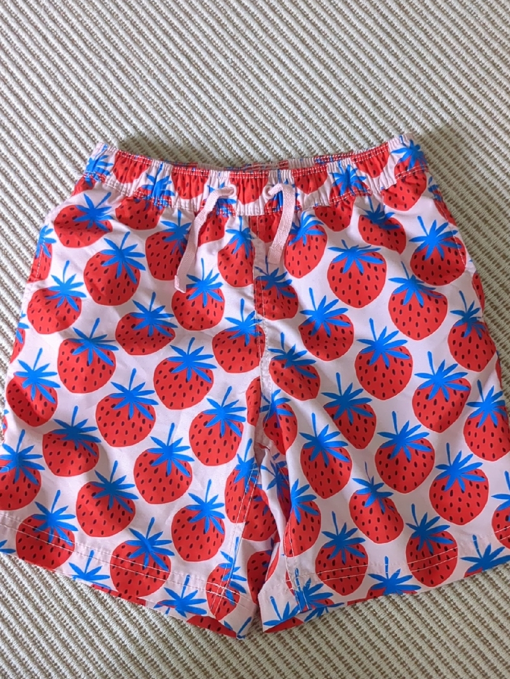 Hanna Andersson Pink Swim Trunks with Red & Blue Strawberry Print